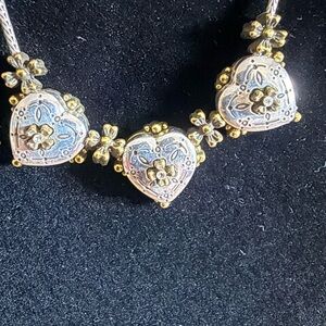 Brighton Silver and Gold Floral Heart Necklace